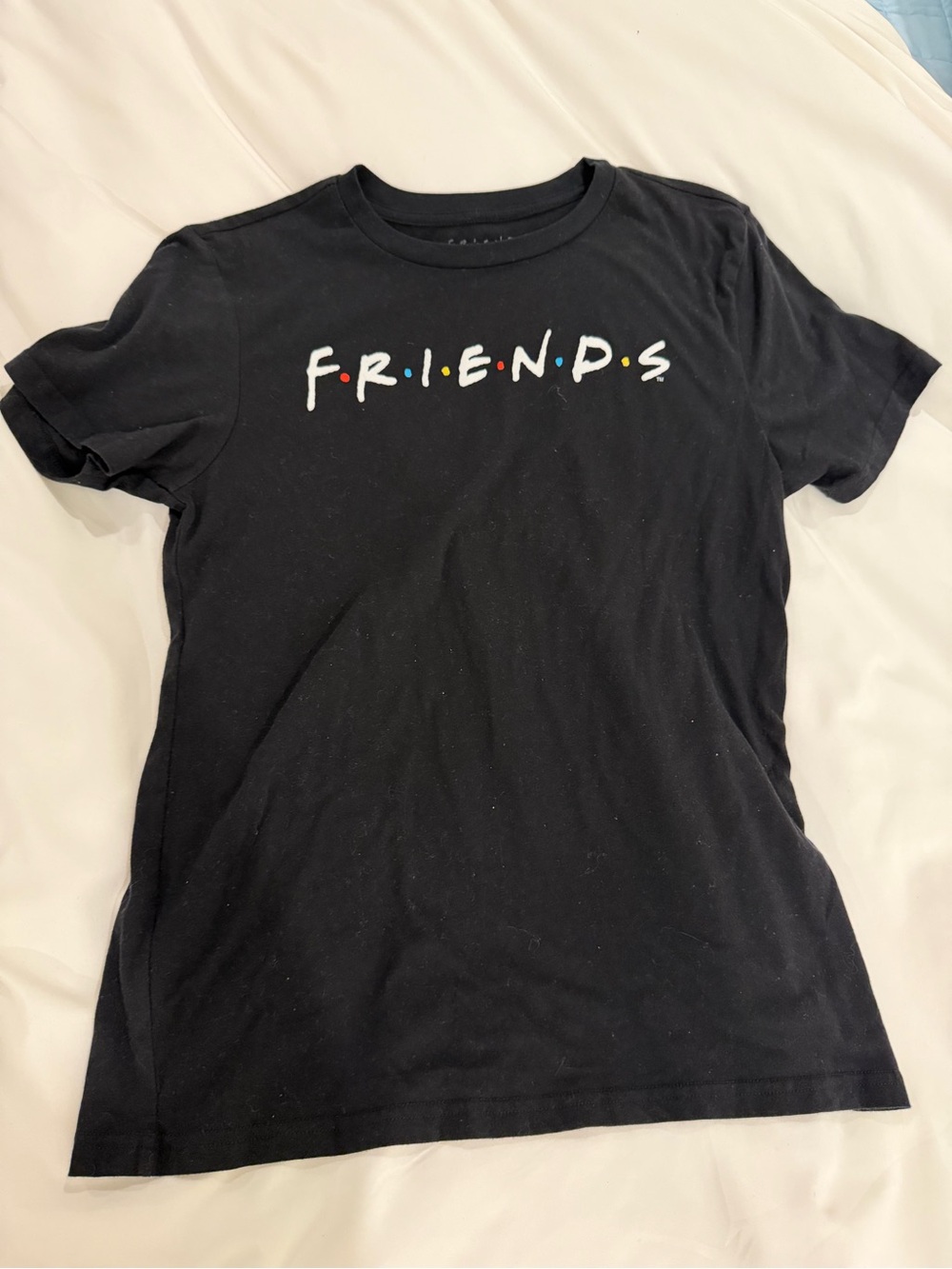 FRIENDS Black Logo Graphic Tee with Multicolor Dots